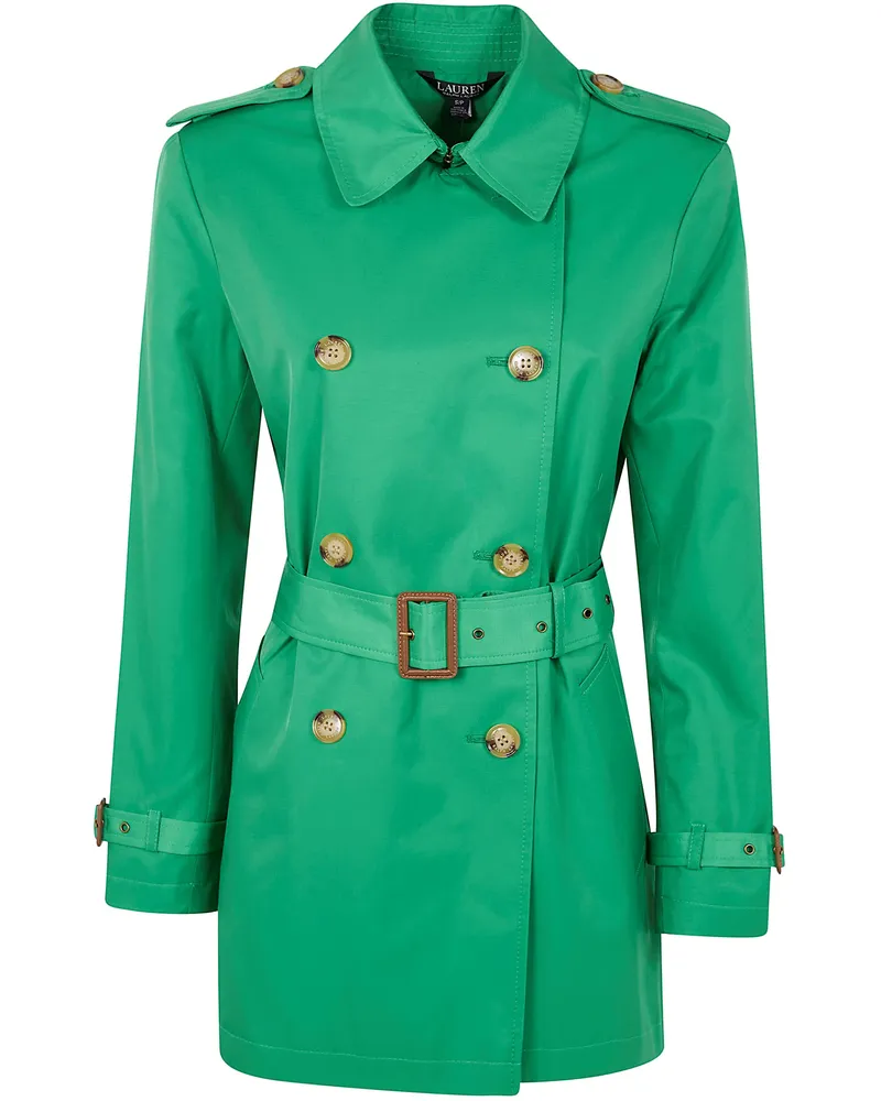 Ralph Lauren Double Breasted Belted Trench 30" Lined Coat Blue