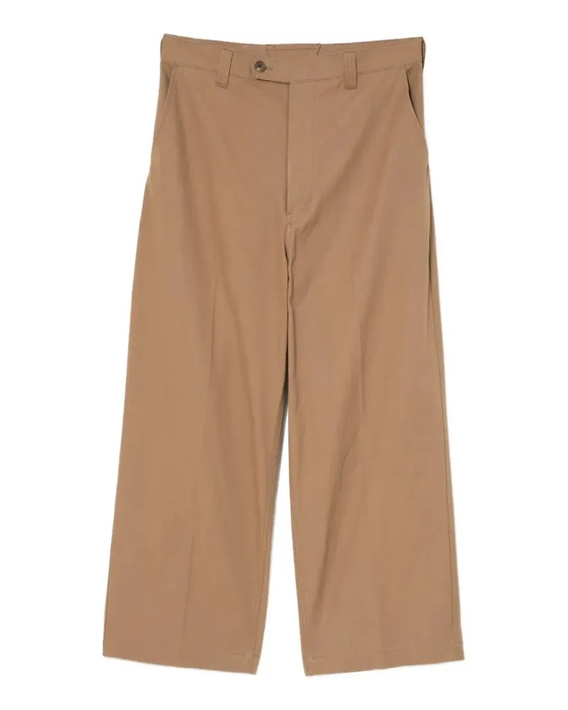 Comme des Garçons Cotton Wide Straight Leg Trousers Brown