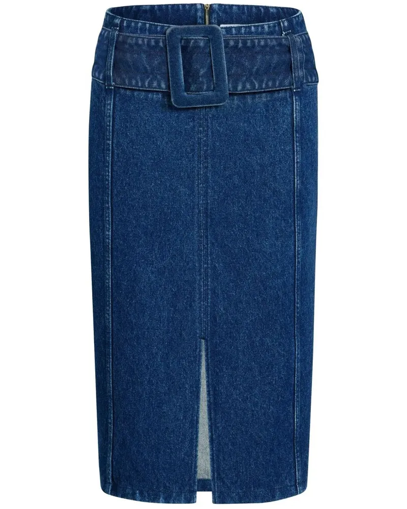 Patou Belted Midi Skirt Blue