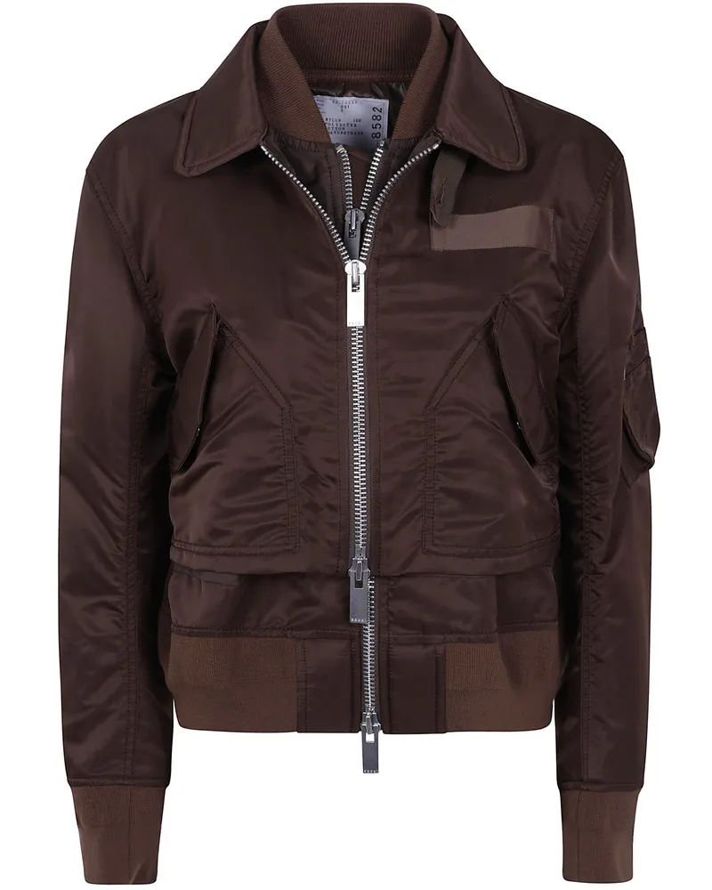 Sacai Jacket Zippered "Nylon Twill Blouson Brown