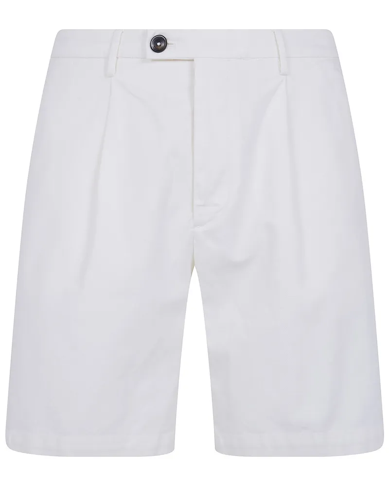 MICHAEL COAL Cotton & Linen Bermuda Trousers White