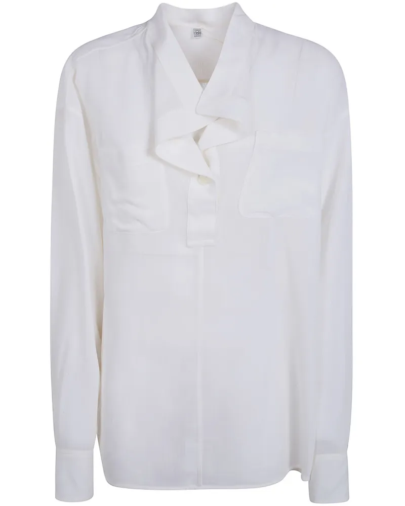 Totême Overlapping Collar Blouse White