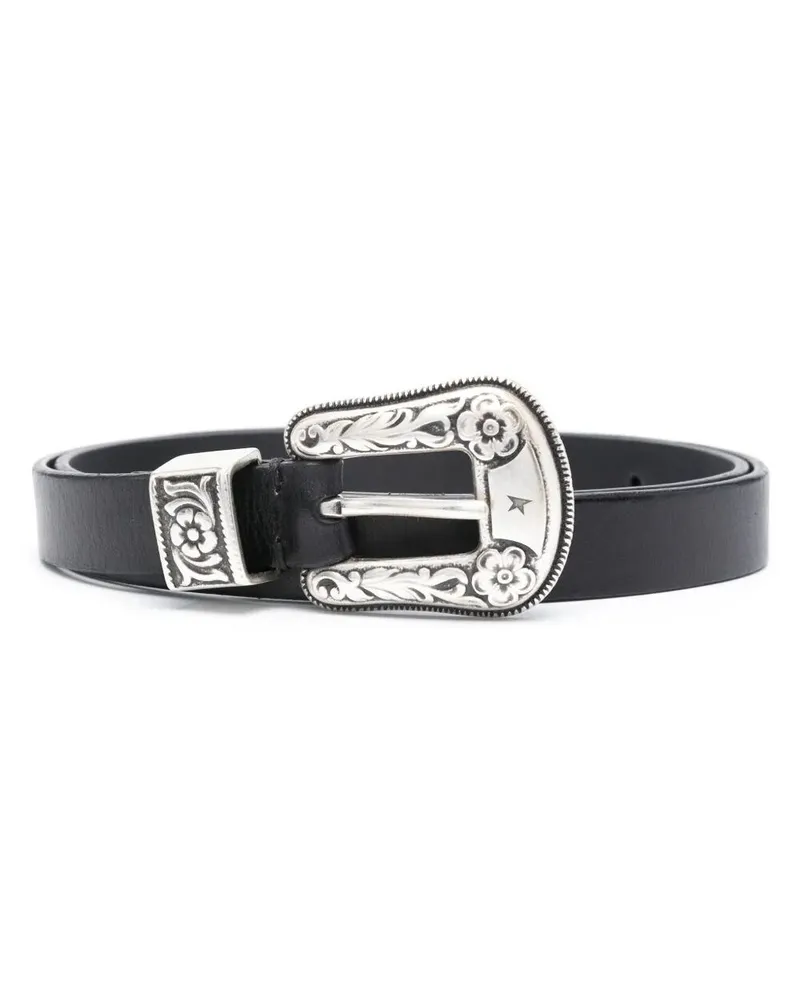 Golden Goose New Belt Lace Washed Leather Black