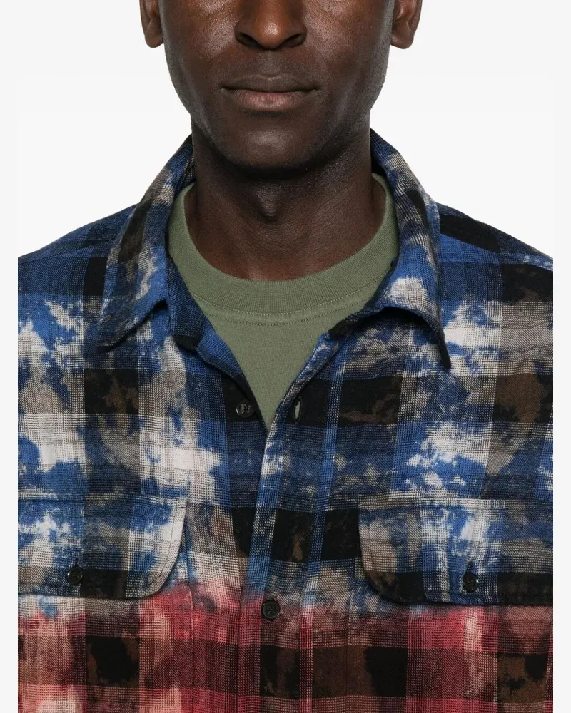 Palm Angels B Curved Logo Check" Long Sleeves Shirt Blue