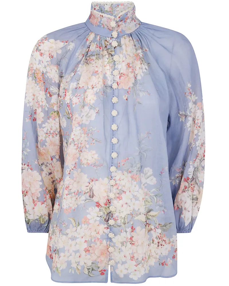 Zimmermann Cascadian Billow Blouse Blue