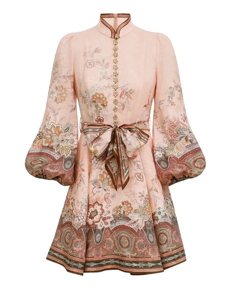 Zimmermann Alchemy Button Mini Dress Pink