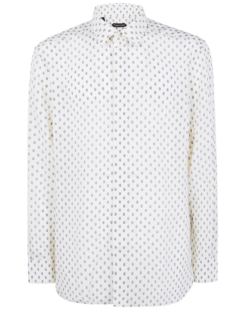 Tom Ford Crepe De Chine Paisley Print Fluid Dit Shirt White
