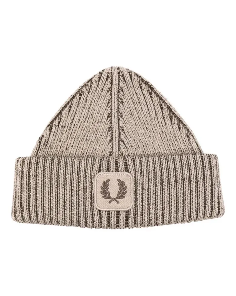 Fred Perry Fred Perry" Cotton Ribbed Beanie Beige