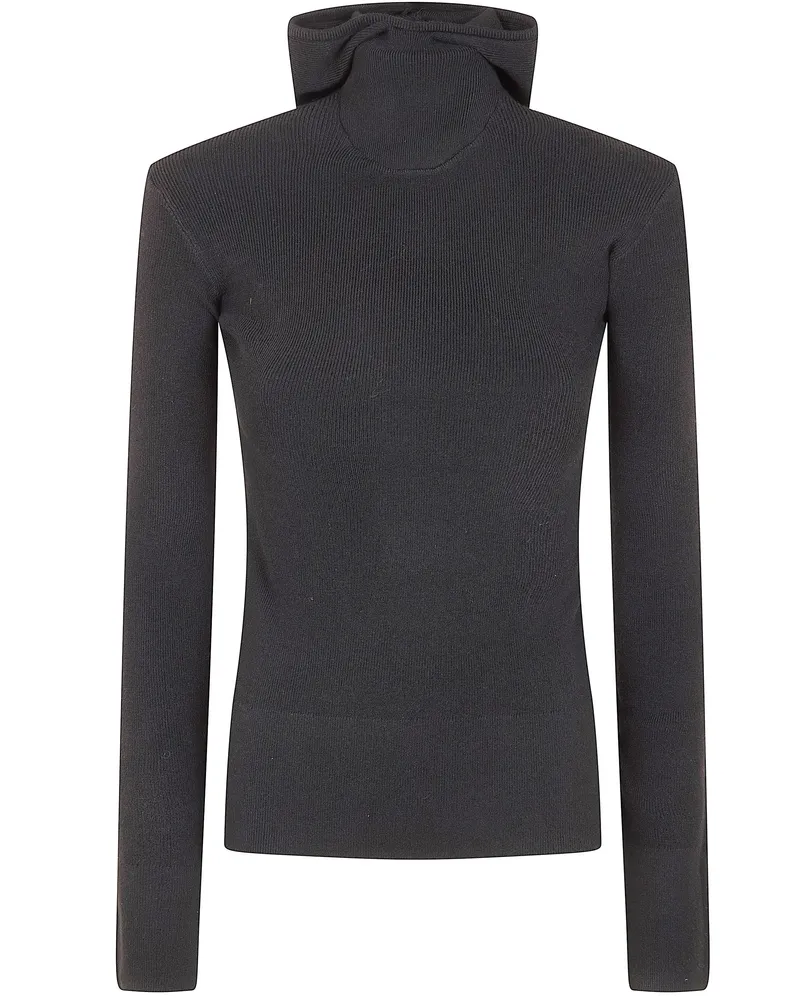 Fear of God Women`S Long Sleeve Hooded Rib" Top Black