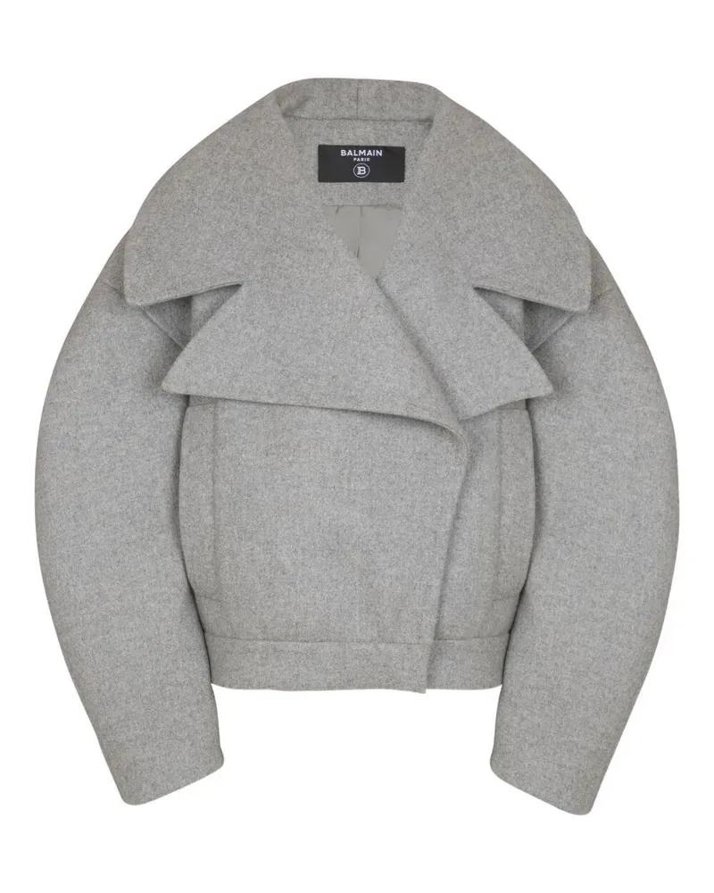 Balmain Wool Caban Gray