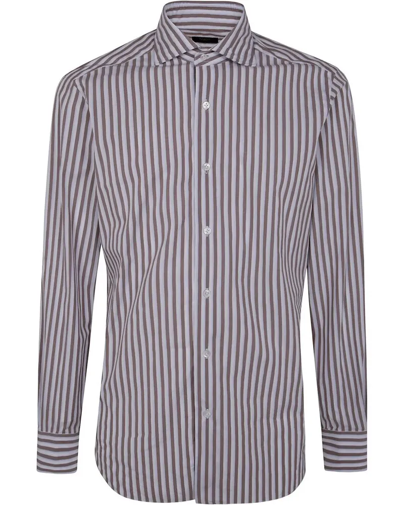 BARBA Classic Double Stripes Shirt Brown