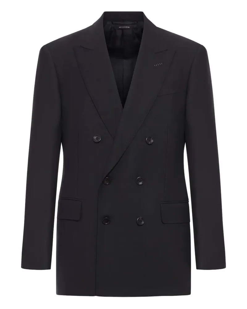 Tom Ford High Twist Broken Twill Double Breast Jacket Black
