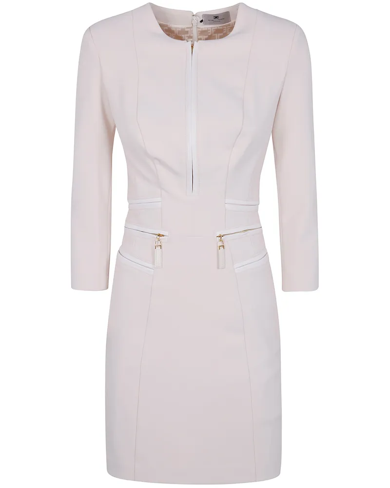 Elisabetta Franchi Double Crepe Stretch Dress White