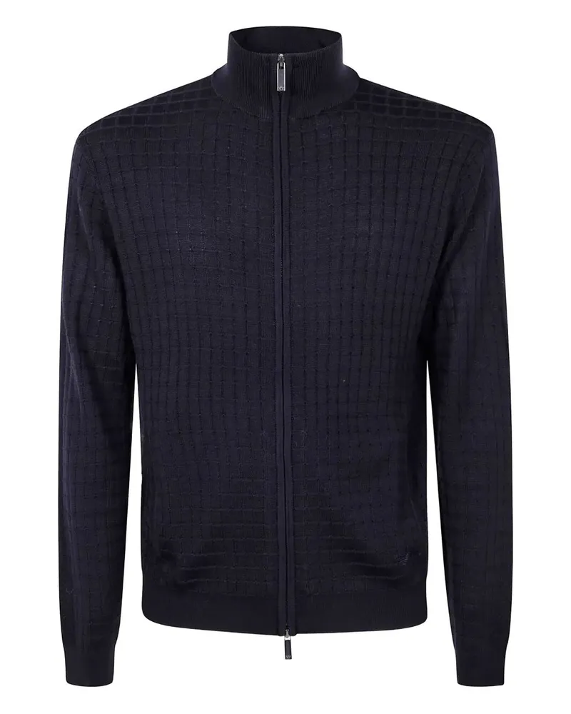 Emporio Armani Full Zip Turtle Neck Sweater Blue