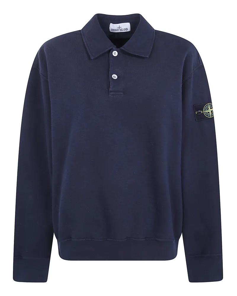 Stone Island Long-Sleeve Polo Shirt Blue