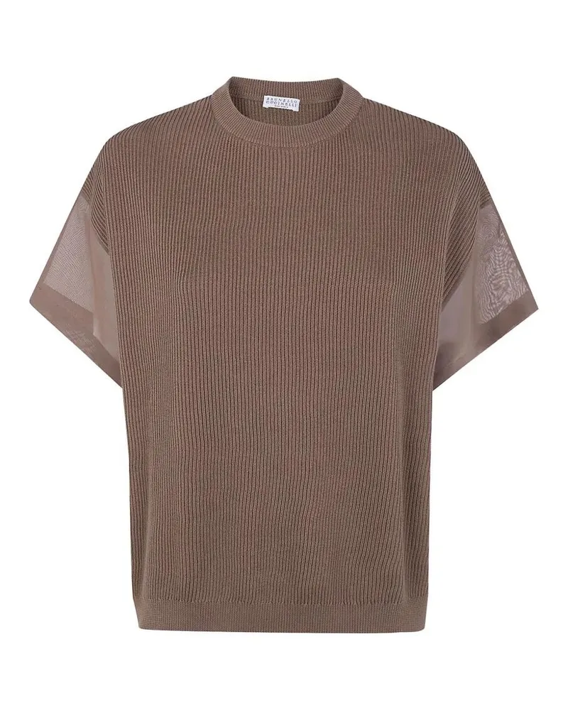 Brunello Cucinelli Short Sleeves Sweater Brown