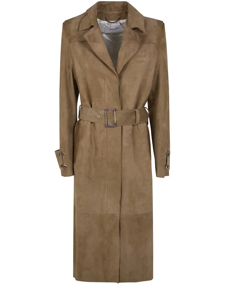 Golden Goose Journey W`S Peggy" Trench Coat With Belt Light Suede Brown