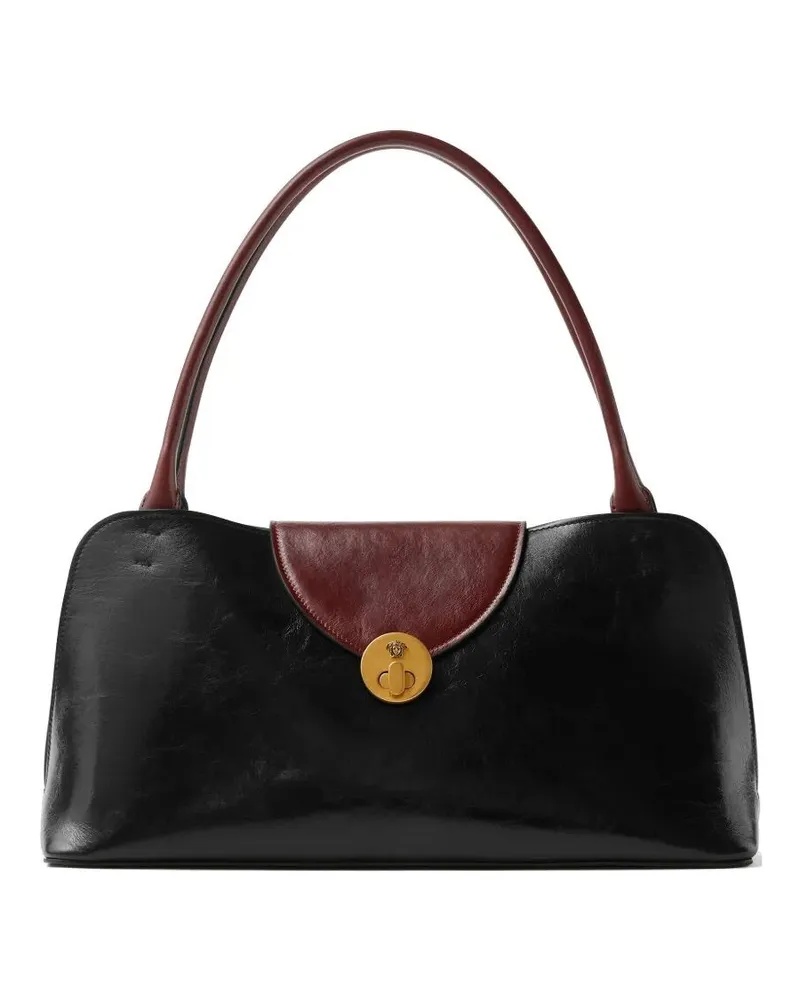 Versace Medium Shoulder Calf Leather Bag Black