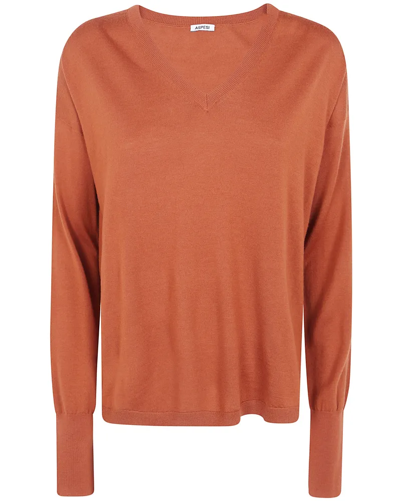 ASPESI Sweater Long Sleeve "V Neck Yellow