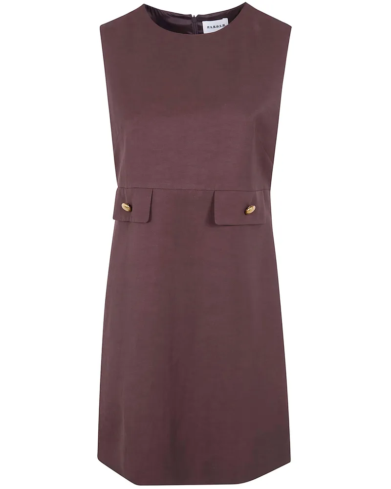 P.A.R.O.S.H. P. A.R. O.S. H. "Raisa26" Viscose Linen Mini Dress Brown