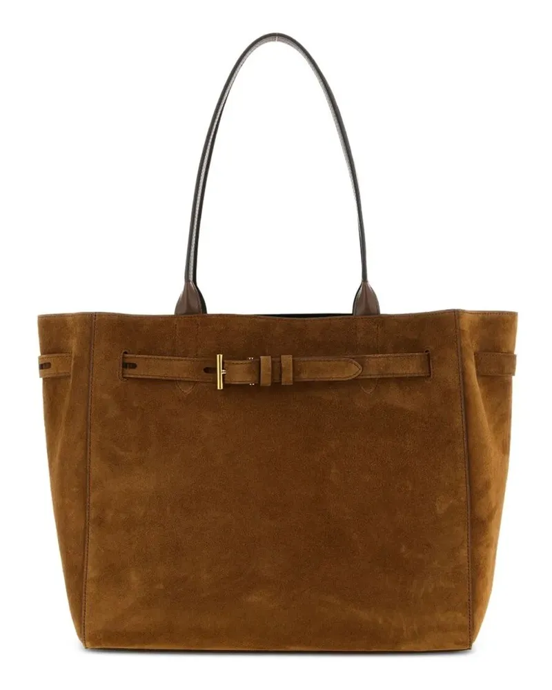 Tom Ford Suede Calf Smooth Calf Medium Tote Brown