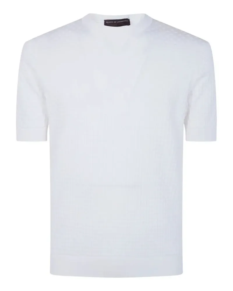 Filippo de Laurentiis Short Sleeves Round Neck Sweater White