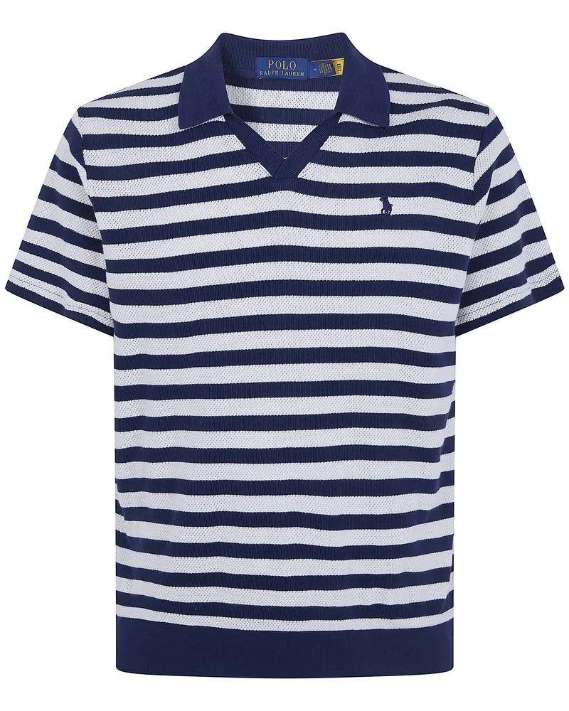 Ralph Lauren Classic Short Sleeves Pockets Stripes Polo Shirt Blue