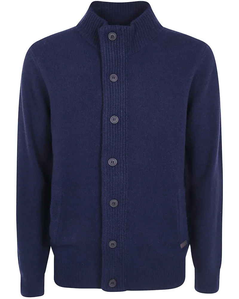 Barbour Sweater Zip-Through "Essential" Patch Blue