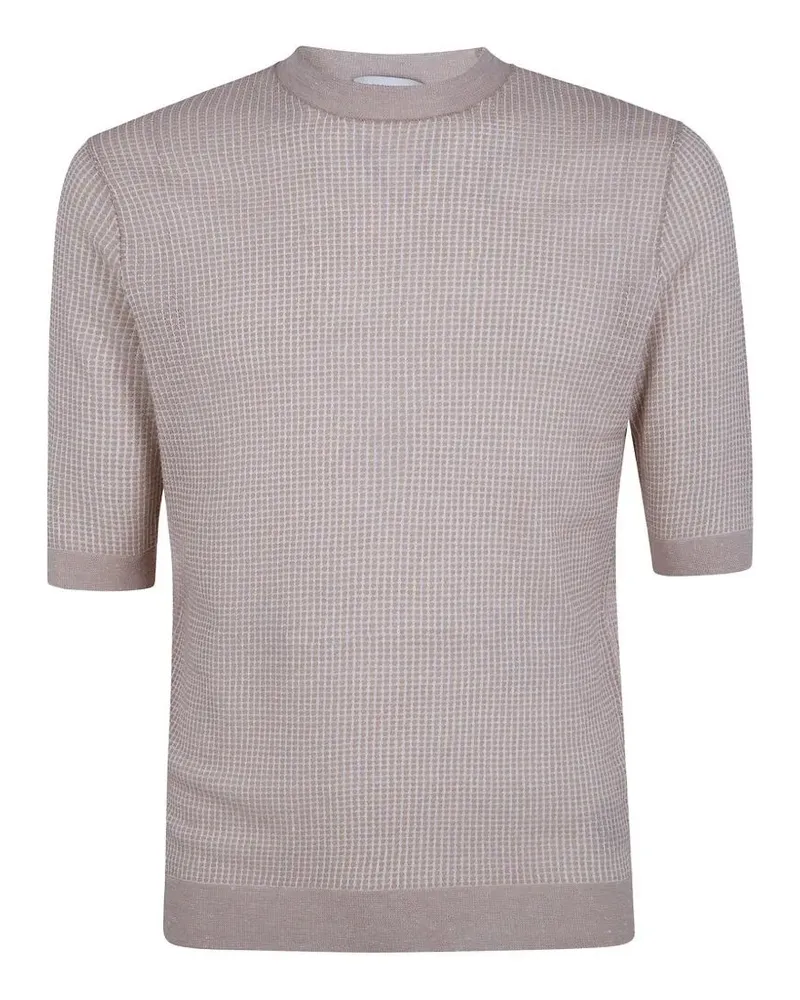 Ballantyne Riso" Stitch Round Neck Sweater Beige