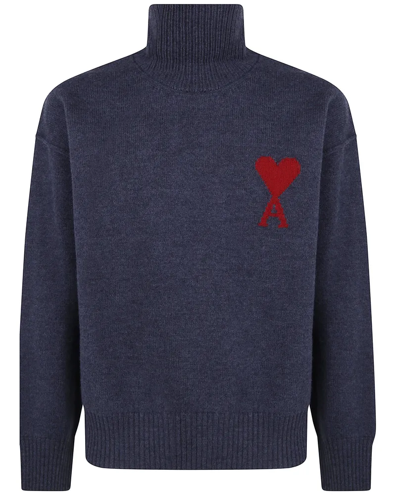 AMI Paris Sweater Funnel Neck "Quota Ami De Coeur Gray