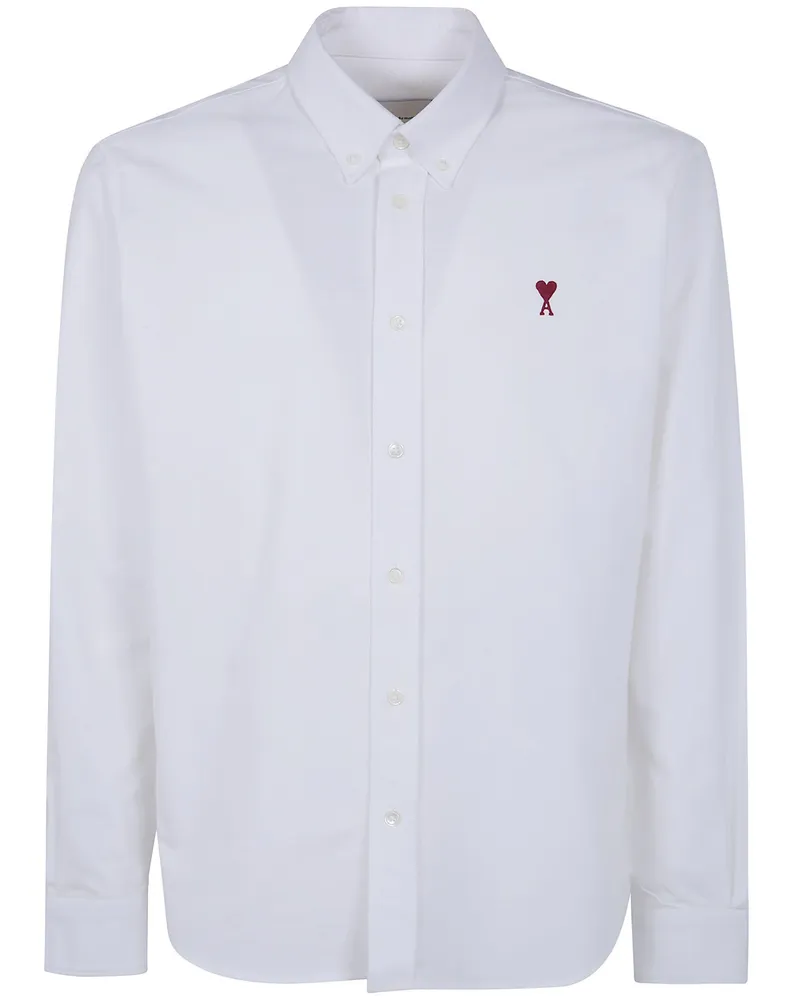 AMI Paris Classic Long Sleeve Shirt Button Down Collar W Beige