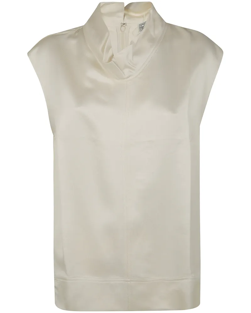 Totême High Neck Top Beige