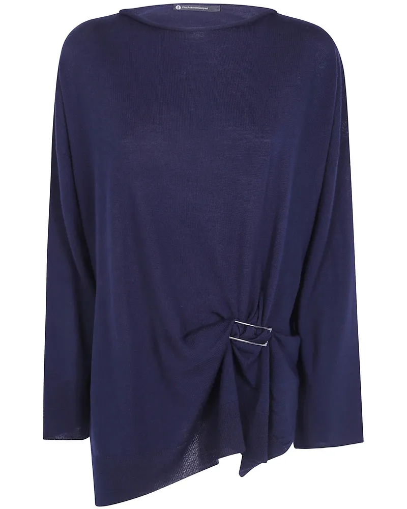 Pier Antonio Gaspari Sweater Equal Neck "Equal Neck Sweater With Buckles Blue