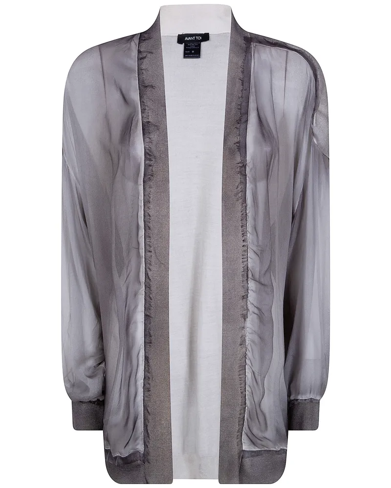 Avant Toi Hand Painted Chiffon Cardigan With Pure Silk Fine Back And E Gray