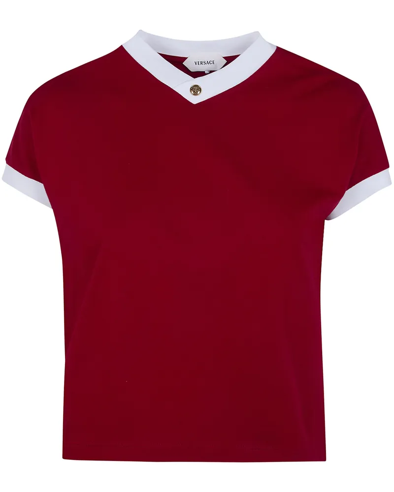 Versace T-Shirt Vintage Stretch Cotton Jersey Pd With 'Medusa' Detail Red
