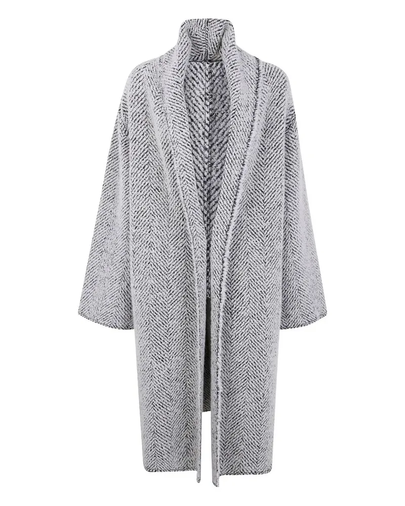 Alberta Ferretti Shaw Boucle Coat White