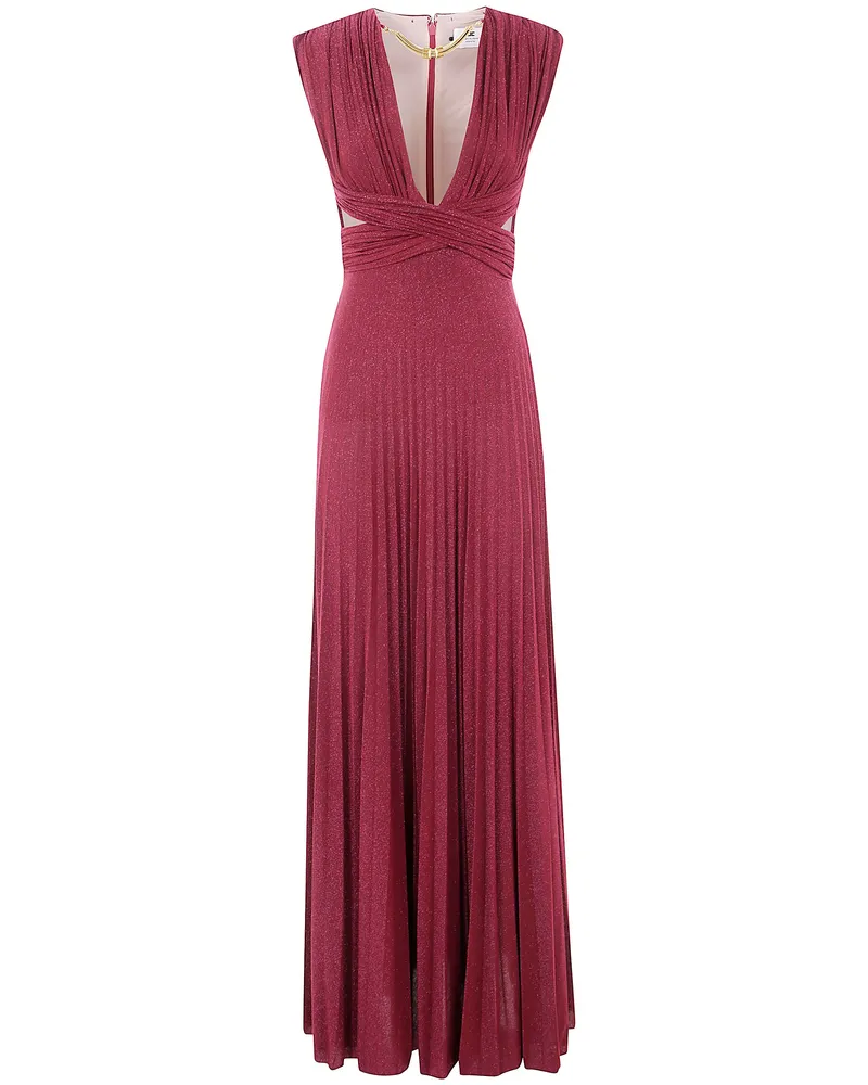 Elisabetta Franchi Lurex Sleeveless Dress Red