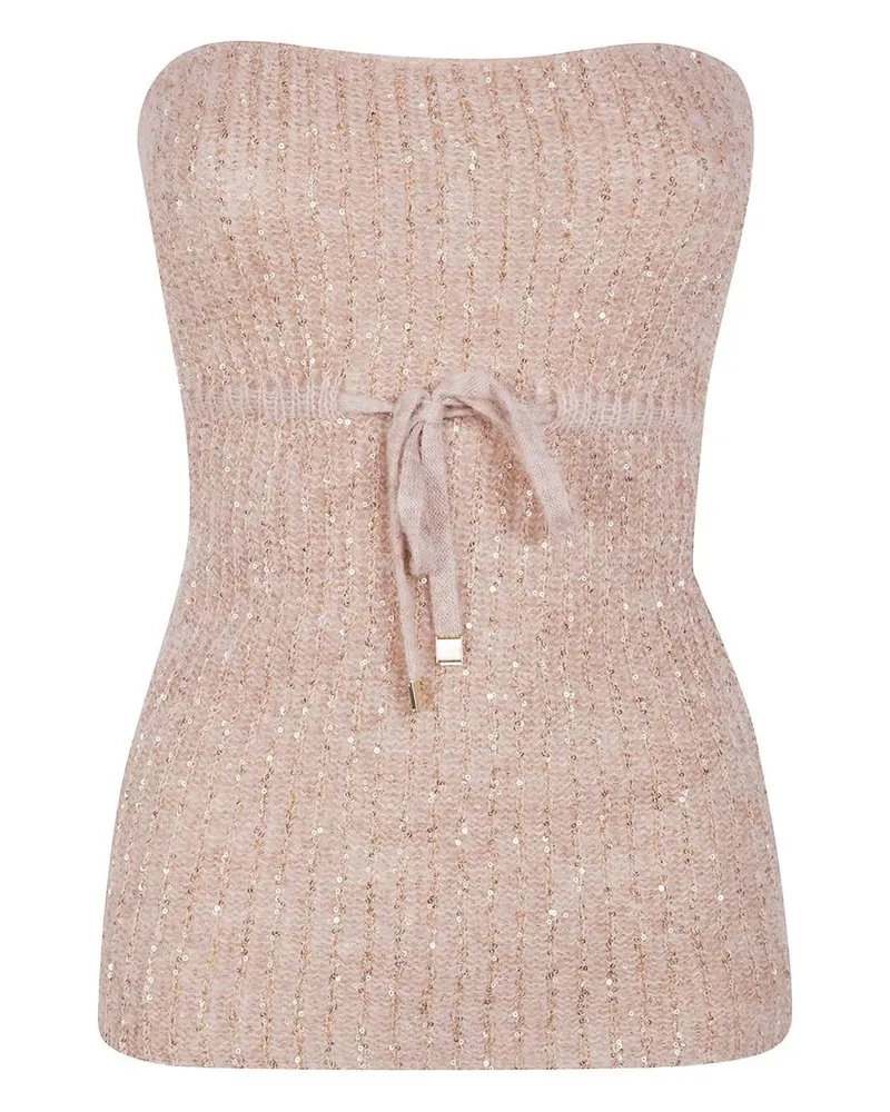 D.EXTERIOR D. EXTERIOR Soft Sequins Coulise Hooded Sweater Beige