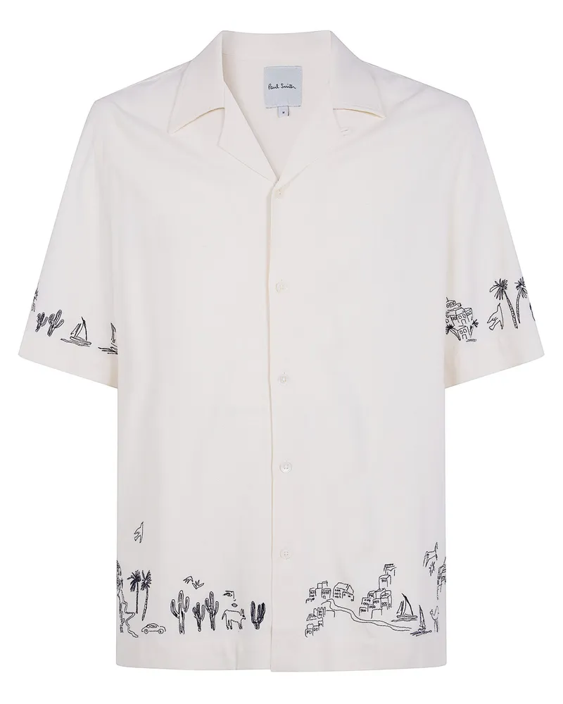 Paul Smith Mens Short Sleeves Regular Fit Shirt With Embroideredy White
