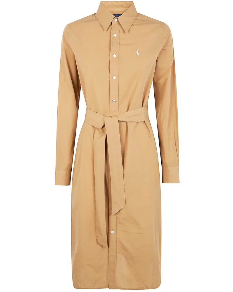 Ralph Lauren Long Sleeves Shirt Midi Dress Brown