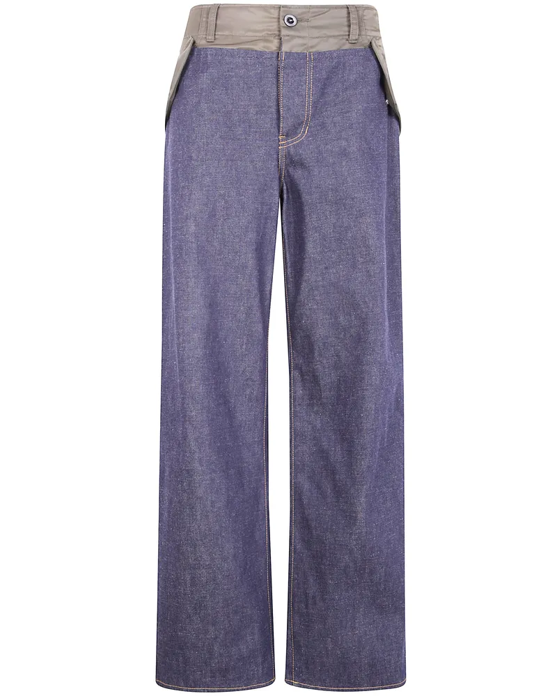 Sacai Wide Leg Denim Pants Blue