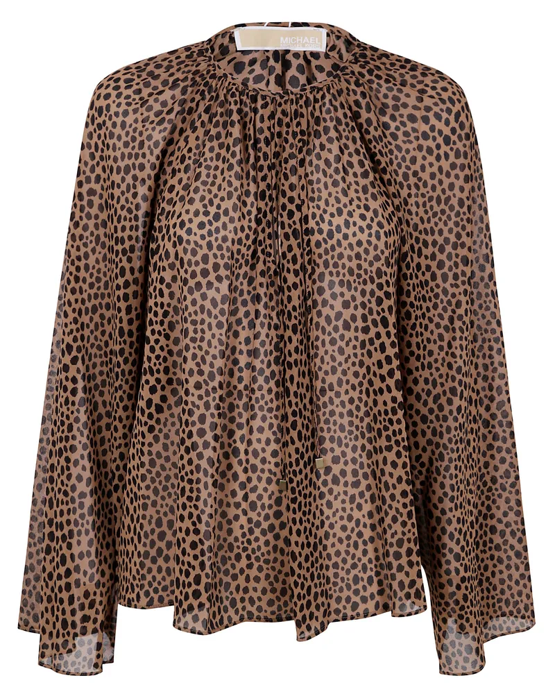 Michael Kors Cheetah V Neck Top By Michael Michael Kors Brown