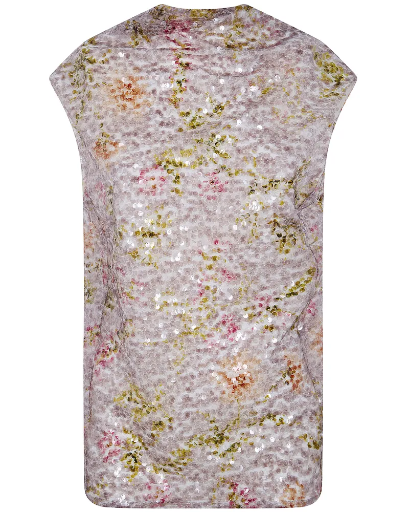 Alberta Ferretti Printed Sequins Shirt Beige