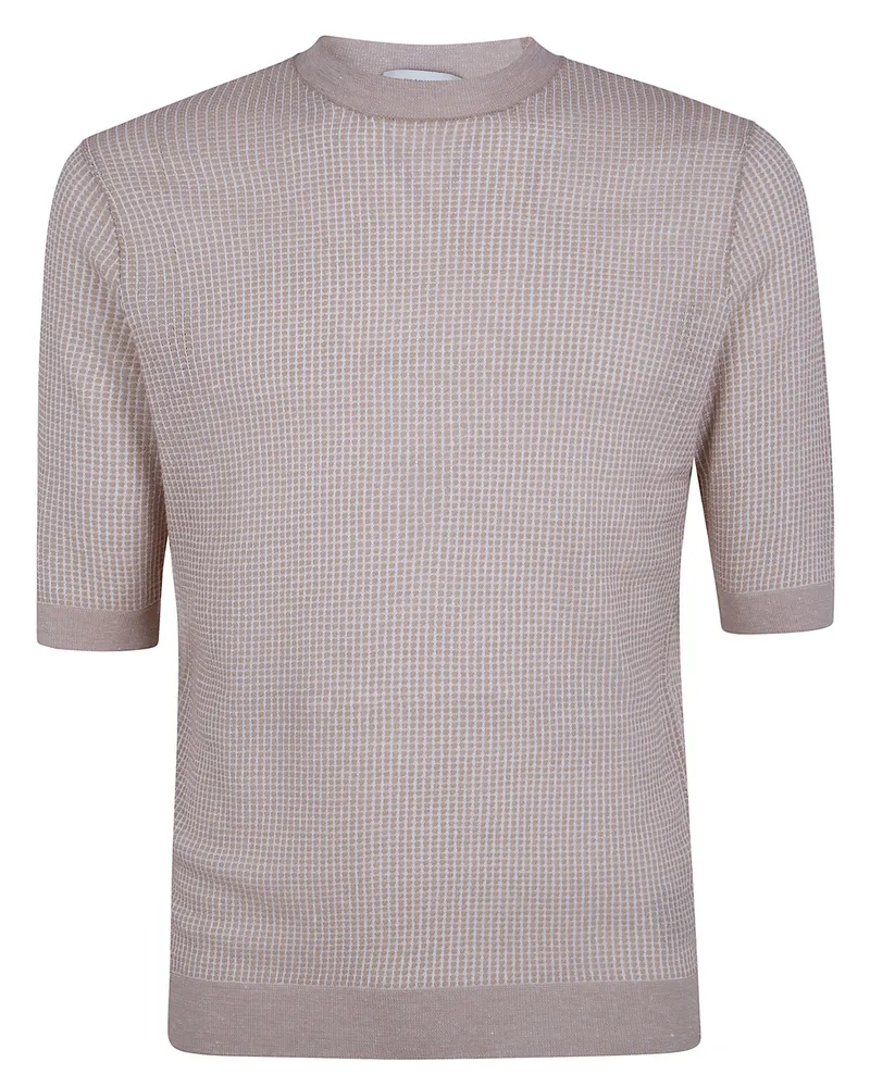 Ballantyne Riso" Stitch Round Neck Sweater Beige