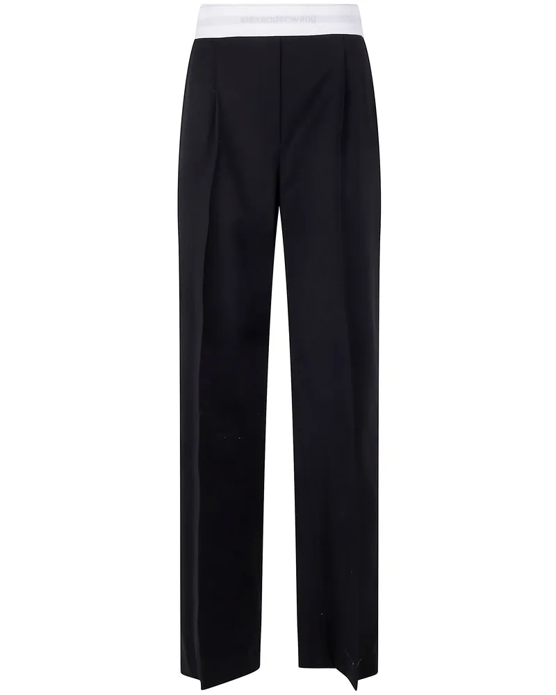 Alexander Wang High Waisted Pleated Pant With Logo Elastic Black