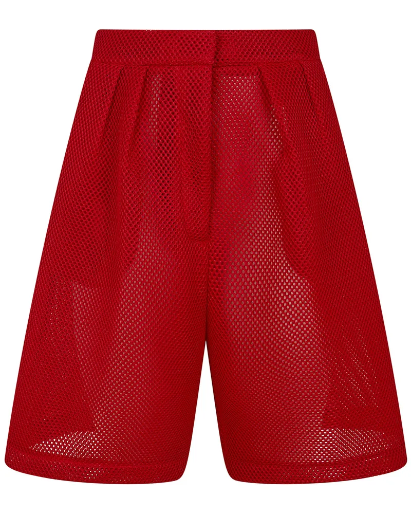 FRANKIE Shop Marfa" Mesh Pleated Bermuda Shorts Red