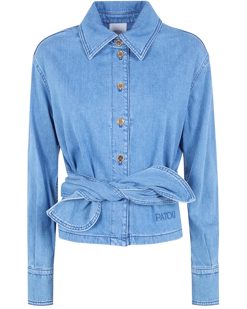 Patou Long Sleeves Knot Shirt Blue
