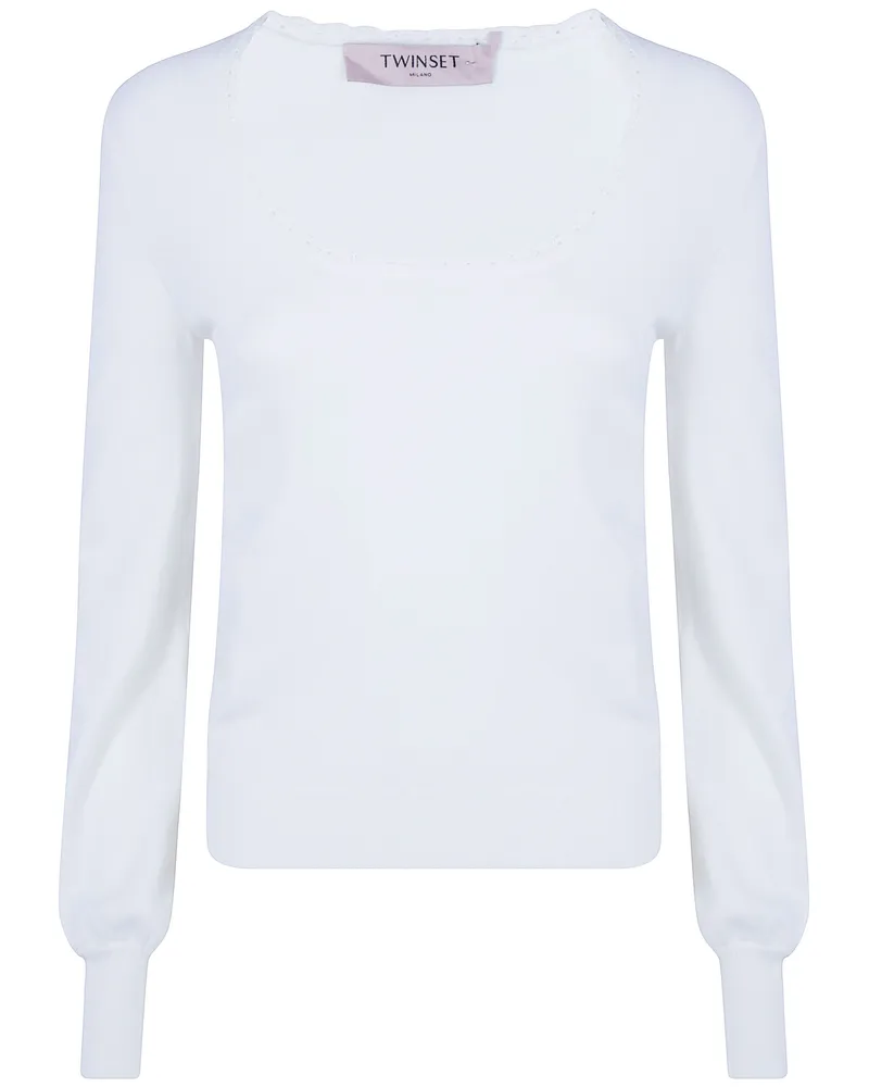 Twin-Set Sweater Long Sleeve "Round Neck White