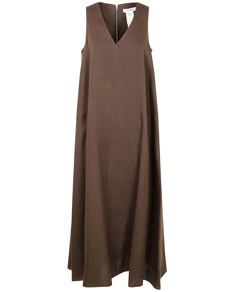 Max Mara Simeone Linen Sleeveless Dress Brown