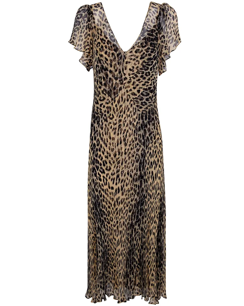 RIXO Bexley Dress Nina Leopard Brown Yellow